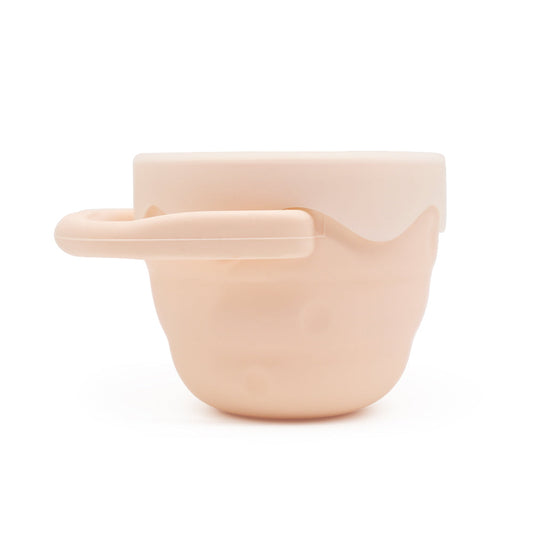 Collapsible Silicone Snack Cup With Lid (Baby Pink)