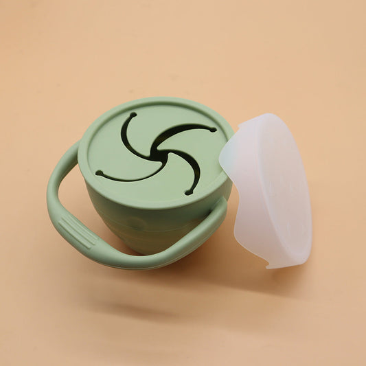 Collapsible Silicone Snack Cup With Lid (Sage Green)